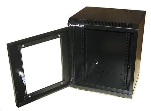 XtendLan 10" nástěnný rozvaděč 12U 350x280,  nosnost 50 kg,  dveře z plexiskla,  svařovaný,  černý0