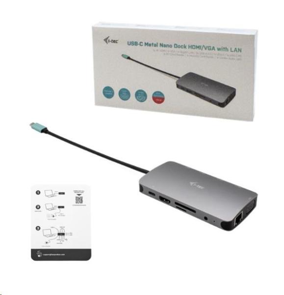 iTec USB-C Metal Nano Dock HDMI/ VGA s LAN + Power Delivery 100 W3