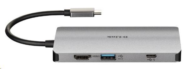 Rozbočovač D-Link DUB-M810 8 v 1 USB-C s rozhraním HDMI/ ternetom/ čítačkou kariet/ prívodom napájania1