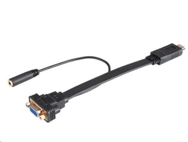Kábel AKASA HDMI na VGA, s audio káblom, 20 cm, čierny