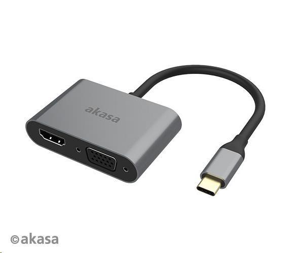 Adaptér AKASA USB-C 2 v 1 (výstup na jeden alebo dva displeje,  HDMI a VGA)1