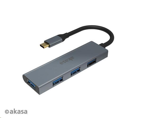 AKASA Hub USB-C 4x USB 3.0 port,  hliník