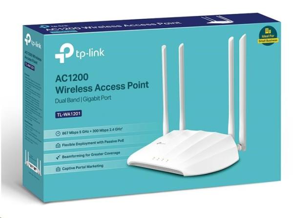 TP-Link TL-WA1201 WiFi5 bezdrátový přístupový bod (AC1200, 2, 4GHz/ 5GHz, 1xGbE, 1xPoE-in)0