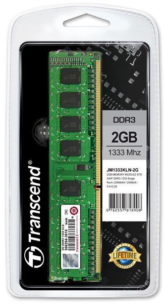 TRANSCEND JetRam™ DDR3 2GB 1333MHz DIMM,  256Mx8 CL91