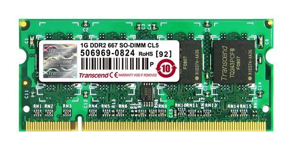 SODIMM DDR2 1GB 667MHz TRANSCEND JetRam™,  128Mx8 CL5