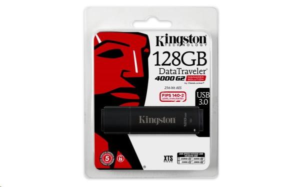 Kingston 128GB DataTraveler 4000 G2DM (USB 3.0,  256-bitové šifrovanie AES)0