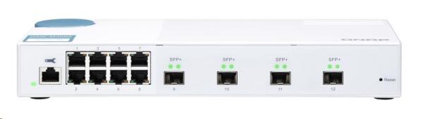 QNAP riadený switch QSW-M408S (12portov: 8x Gigabit port + 4x 10G SFP+ porty)