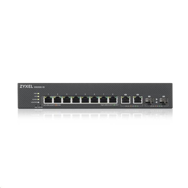 Zyxel GS2220-10 10-portový gigabitový riadený prepínač L2,  8x gigabit RJ45,  2x gigabit RJ45/ SFP1