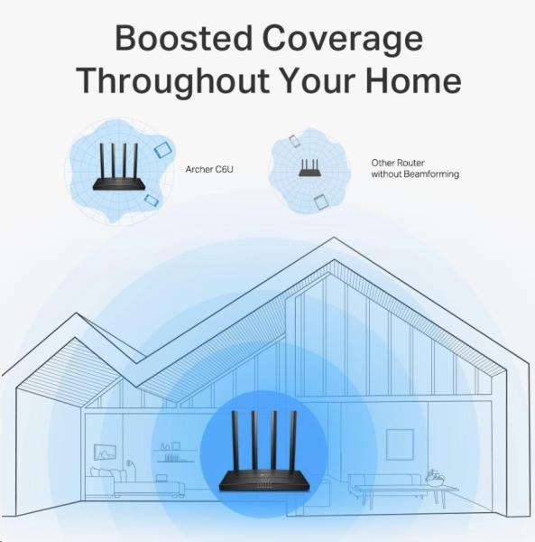 TP-Link Archer C6U OneMesh/ EasyMesh WiFi5 router (AC1200,  2, 4GHz/ 5GHz,  4xGbELAN,  1xGbEWAN,  1xUSB2.0)1