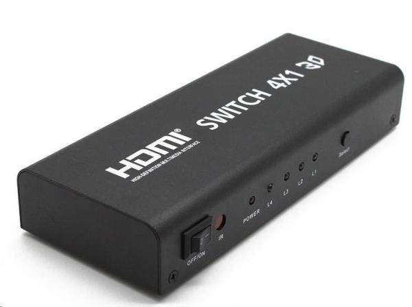 PREMIUMCORD HDMI prepínač 4:1 s audio výstupmi ( stereo,  Toslink,  koaxiálny )2