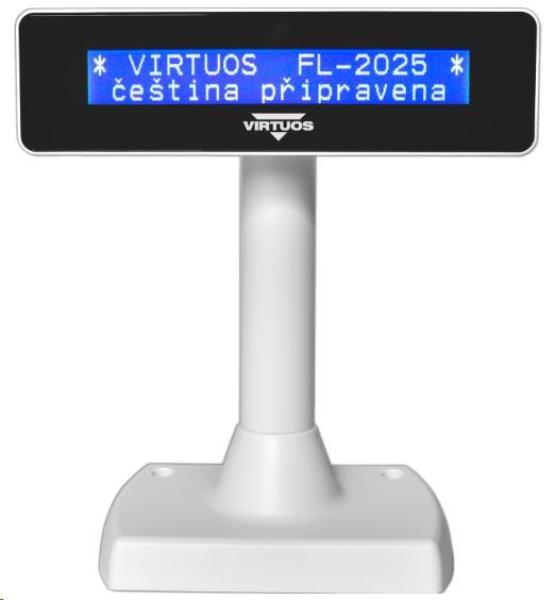 LCD zákaznícky displej Virtuos FL-2025MB 2x20, USB biely