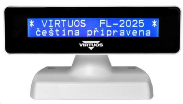 LCD zákaznícky displej Virtuos FL-2025 2x20, serial (RS-232), biely2