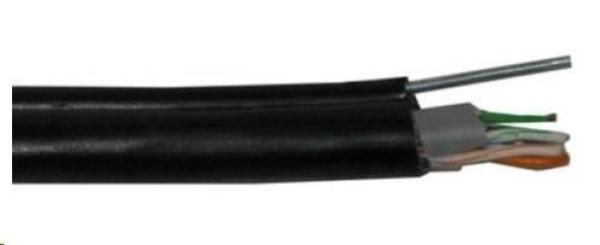 FTP kabel PlanetElite s nosným lankem,  Cat5E,  drát,  venkovní PE+PVC,  Fca,  černý,  305m