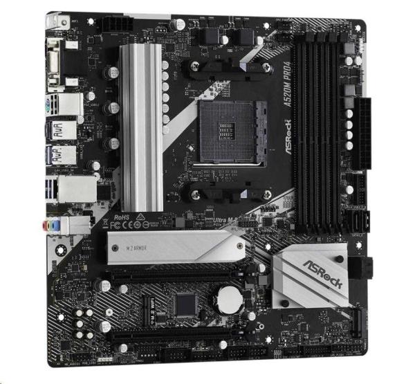 ASRock MB Sc AM4 A520M PRO4,  AMD A520,  4xDDR4,  HDMI,  DP2