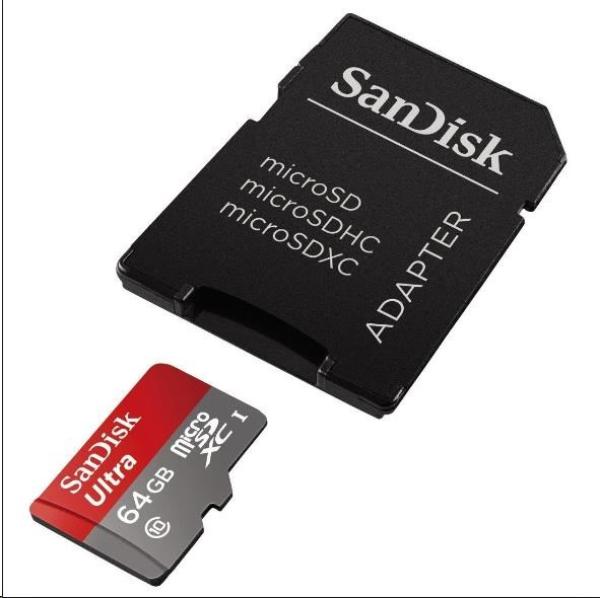 Karta SanDisk MicroSDXC 64GB Ultra (80 MB/ s,  trieda 10,  Android) + adaptér