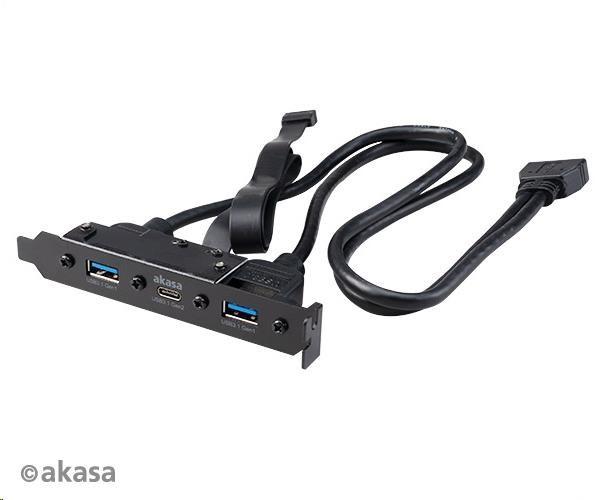 Adaptér AKASA MB interný,  USB 3.1 interný kábel adaptéra Gen2 a dva porty Gen1 typu A,  50 cm