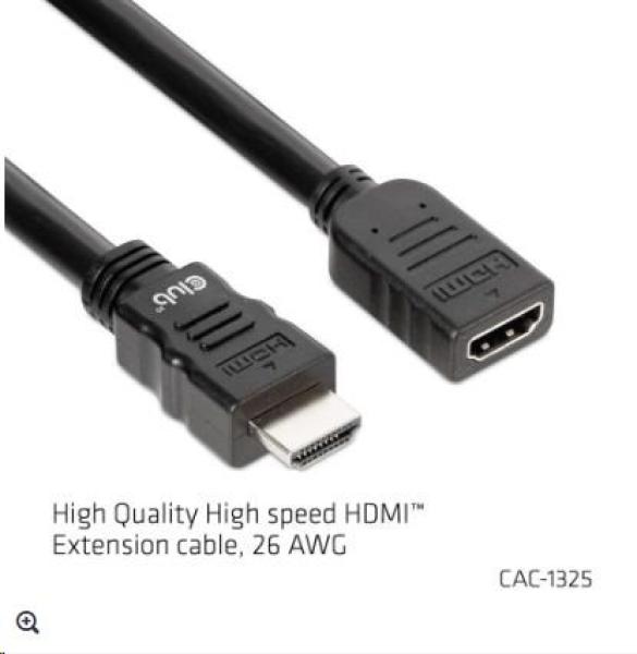 Club3D Kabel prodlužovací Rychlý HDMI 4K60HZ (M/F), 5m, černá, 26 AWG3