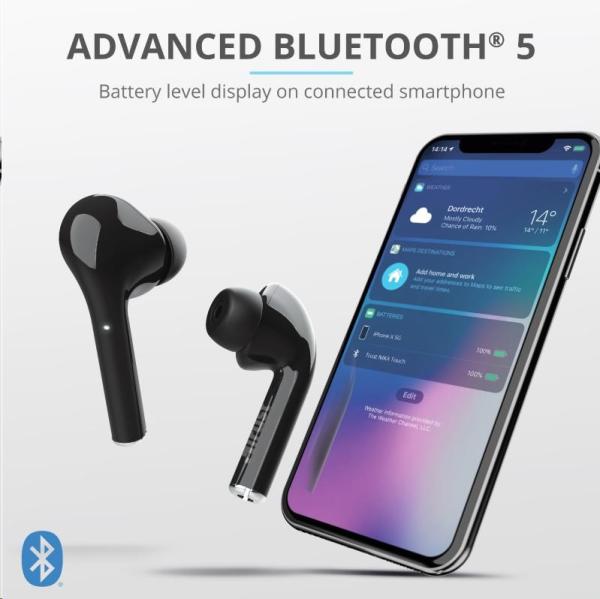 TRUST sluchátka Nika Touch Bluetooth Wireless Earphones - black2