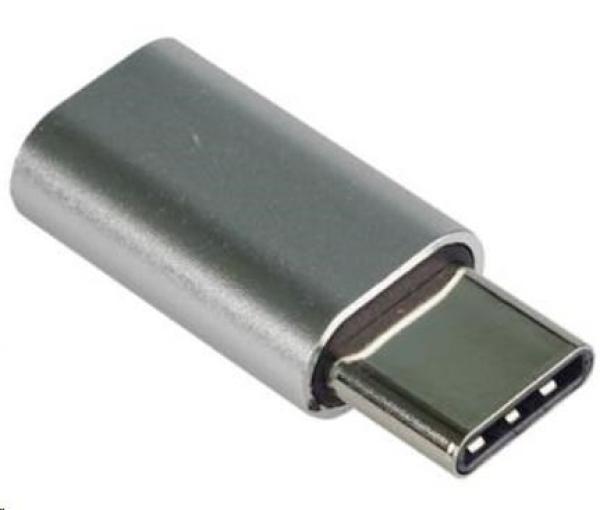 Adaptér PREMIUMCORD USB 3.1 C/ male - USB 2.0 Micro-B/ ženské,  strieborná