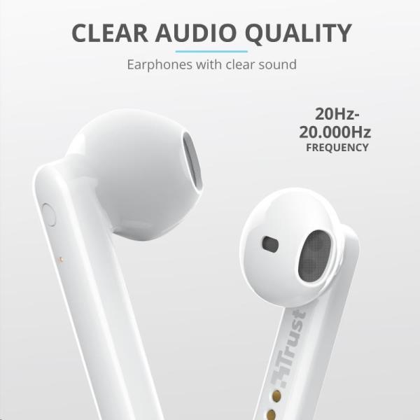TRUST sluchátka Primo Touch Bluetooth Wireless Earphones - white1
