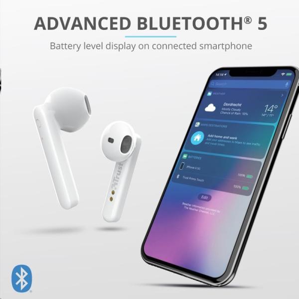 TRUST sluchátka Primo Touch Bluetooth Wireless Earphones - white2
