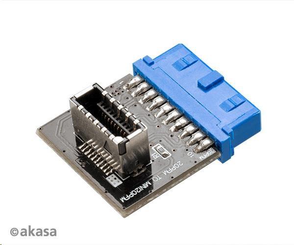 Adaptér AKASA AK-CBUB51-BK USB 3.0 19-pinový MB header na USB 3.1 20-pinový konektor Key A