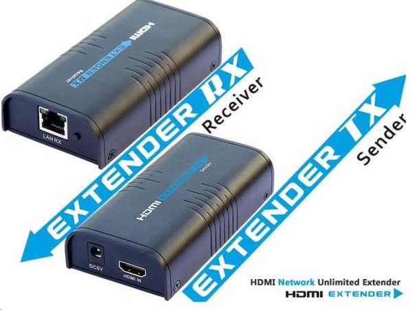 PremiumCord HDMI extender na 120m cez LAN, over IP