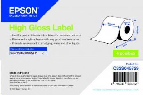 High Gloss Label - Continuous Roll: 203mm x 58m