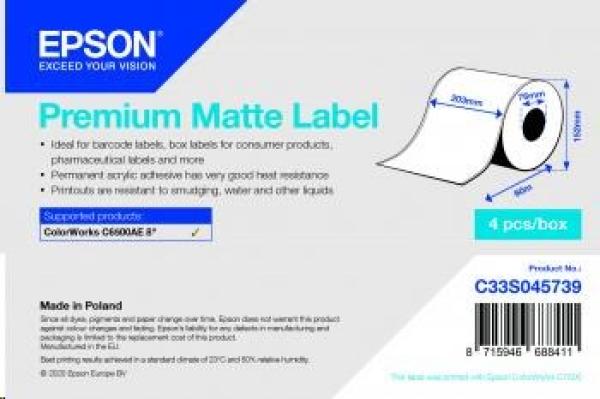 Premium Matte Label - Continuous Roll: 203mm x 60m