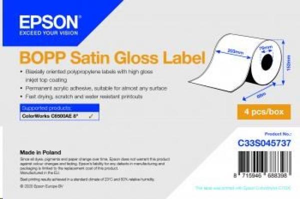 Epson BOPP Satin Gloss Label - Continuous Roll: 203mm x 68m