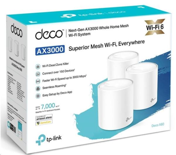 TP-Link Deco X60(1-pack) WiFi6 Mesh (AX5400,  2, 4GHz/ 5GHz,  2xGbELAN/ WAN)3