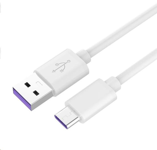 Kábel USB PREMIUMCORD 3.1 C/M - USB 2.0 A/M, super rýchle nabíjanie 5A, biela, 1m