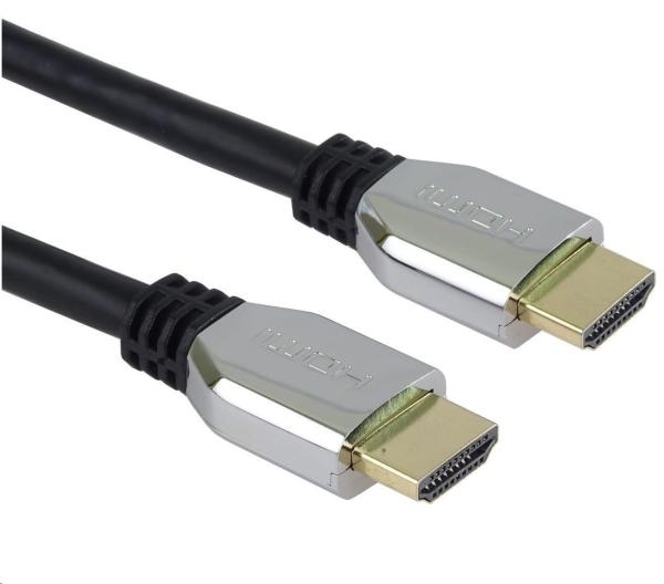 Kábel HDMI PREMIUMCORD 2.1 vysokorýchlostný + ethernetový kábel (krytky zo zinkovej zliatiny,  pozlátené konektory) 0.5m