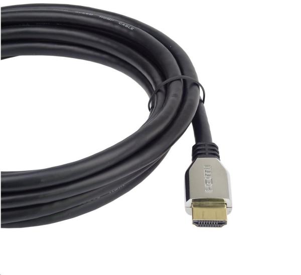 Kábel HDMI PREMIUMCORD 2.1 vysokorýchlostný + ethernetový kábel (krytky zo zinkovej zliatiny,  pozlátené konektory) 0.5m5