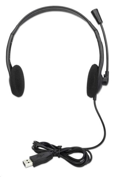 MANHATTAN Sluchátka s mikrofonem Stereo USB Headset,  box3
