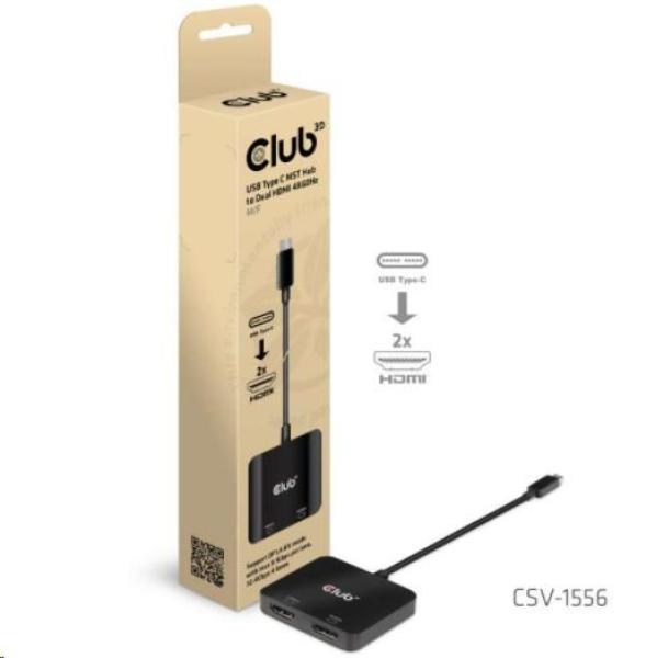 Club3D Video hub MST (Multi Stream Transport) USB-C 3.2 na HDMI 2.0,  Duálny monitor 4K60Hz