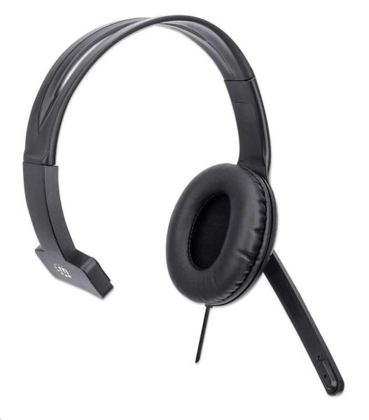 MANHATTAN Sluchátka s mikrofonem Mono USB Headset,  černá3