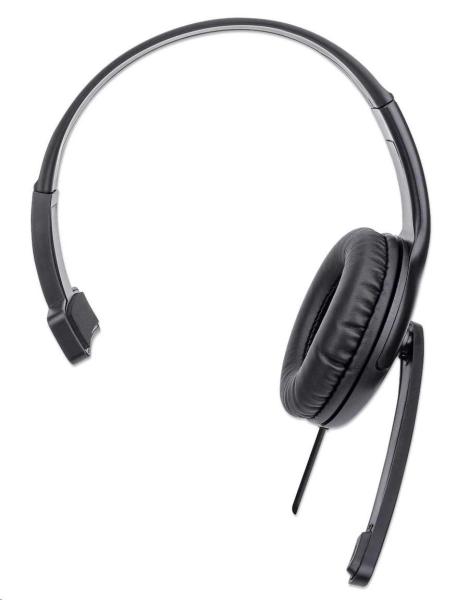 MANHATTAN Sluchátka s mikrofonem Mono USB Headset,  černá1