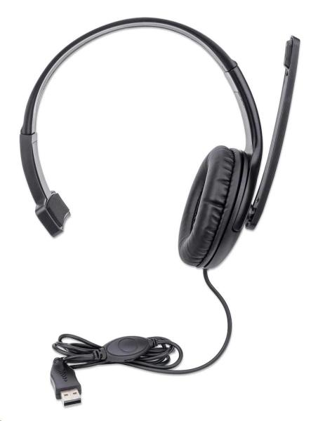 MANHATTAN Sluchátka s mikrofonem Mono USB Headset,  černá5