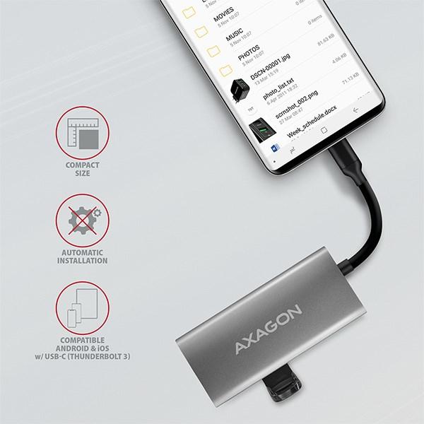 AXAGON HMC-4G2, USB 3.rozbočovač 2 Gen 2 10 Gb/s, 2x USB-A, 2x USB-C, 13 cm kábel USB-C6