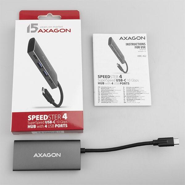 AXAGON HMC-4G2, USB 3.rozbočovač 2 Gen 2 10 Gb/s, 2x USB-A, 2x USB-C, 13 cm kábel USB-C2