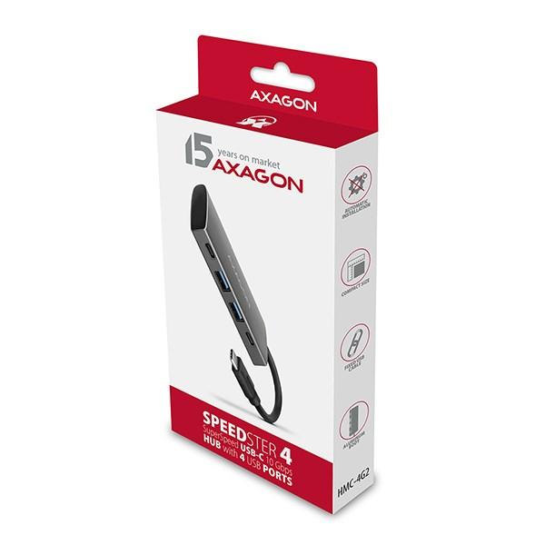 AXAGON HMC-4G2, USB 3.rozbočovač 2 Gen 2 10 Gb/s, 2x USB-A, 2x USB-C, 13 cm kábel USB-C1
