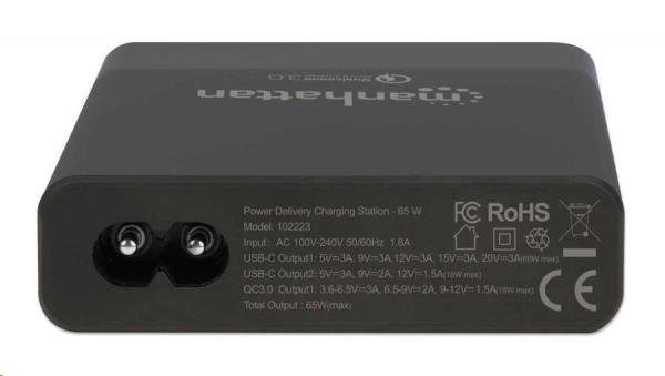 Nabíjacia stanica MANHATTAN USB Power Delivery - 65 W,  čierna4
