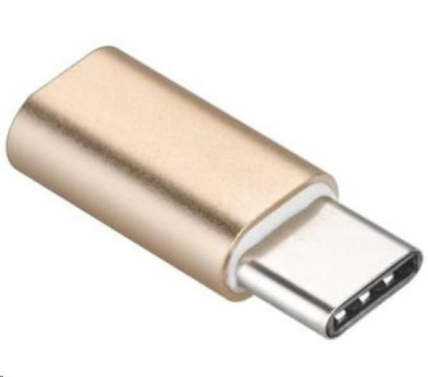 Adaptér PREMIUMCORD USB 3.1 C/ male - USB 2.0 Micro-B/ ženské,  zlaté
