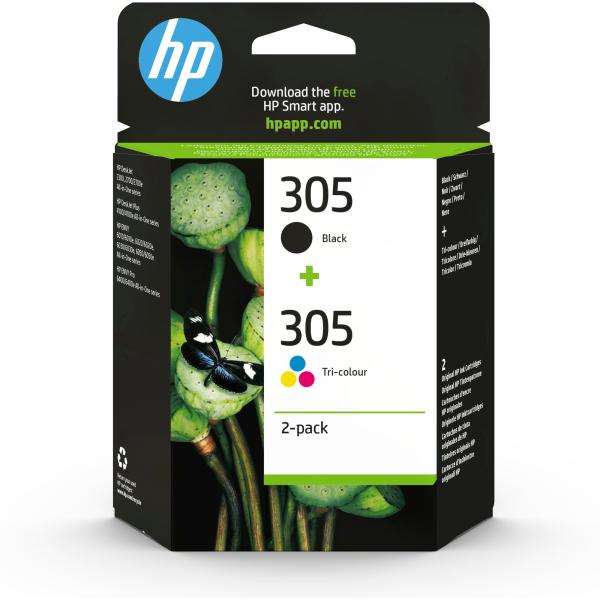 HP 305 2-Pack Tri-color/ Black Original Ink Cartridge (100 /  120 pages)