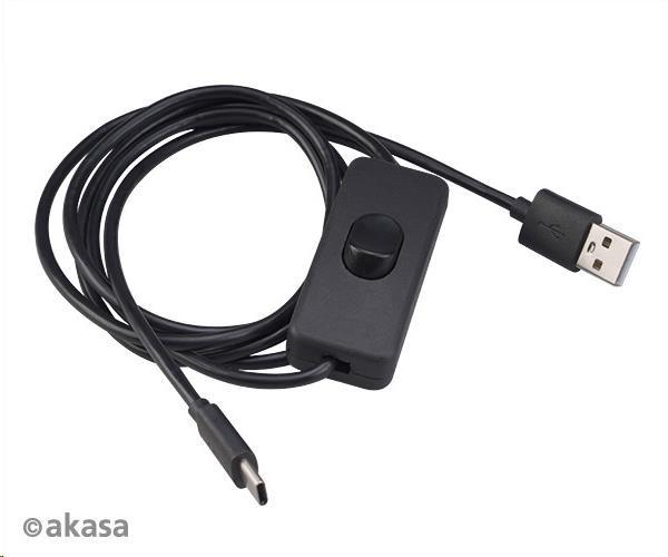 Kábel AKASA USB-A 2.0 na USB-C, napájací kábel s prepínačom (pre Raspberry Pi 4), 1.5m3