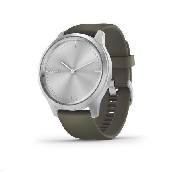 Garmin monitorovací náramek a hodinky vivomove3 Style,  Silver/ Green Band