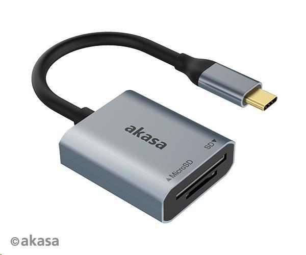 Čítačka kariet AKASA AK-CR-10BK (SD,  microSD),  externá,  USB 3.2 Typ C