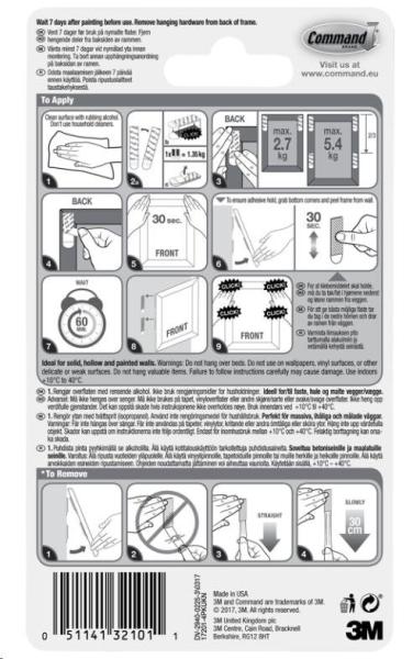 3M COMMAND nalepovací systém rámečků na zeď M-5.4kg,  bílá0