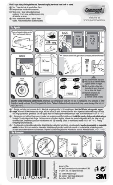 3M COMMAND nalepovací systém rámečků na zeď L-7.2kg,  bílá3